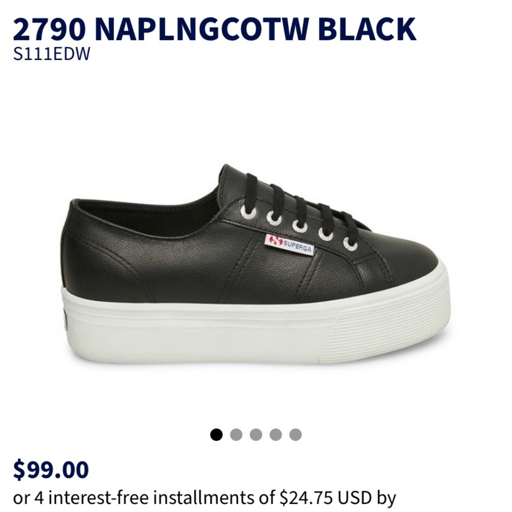 Superga leather platform black sneakers